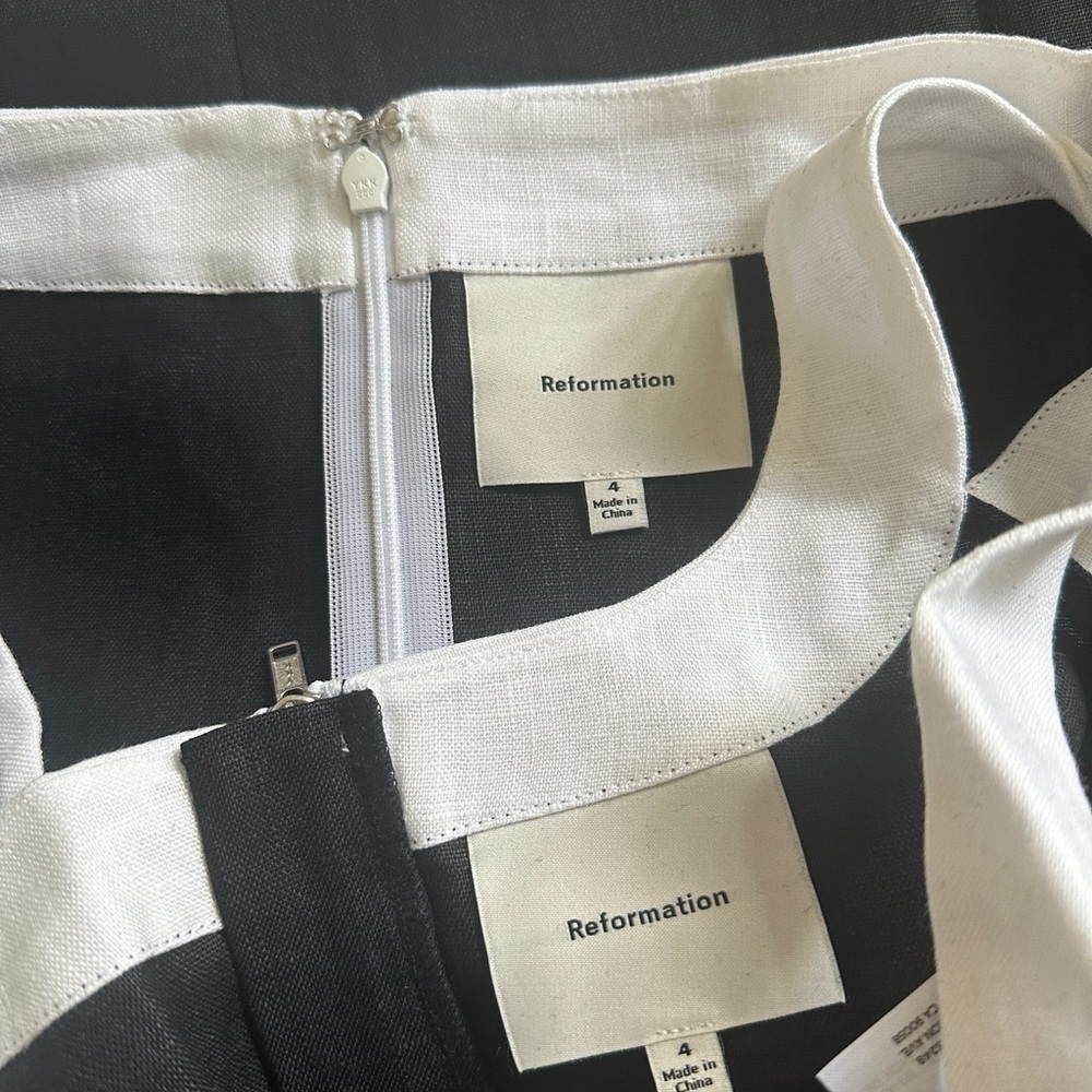 NWT Reformation Robbie Linen Two Piece Matching Set in Black &  White | size 4 - Picture 10 of 10